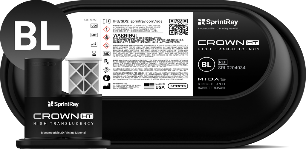 SprintRay Crown HT – Capsule Midas Single Unit 3 pcs