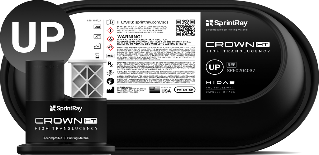 SprintRay Crown HT – Capsule Midas Single Unit 3 pcs